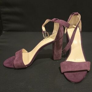 Nine West Elegant Purple Suede Women's Heels With 4 Inch Chunk Heel
